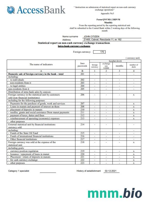 Azerbejdżan Access Bank (Polski) szablon w formacie excel pdf